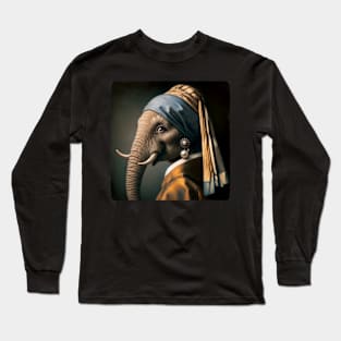 Wildlife Conservation - Pearl Earring Elephant Meme Long Sleeve T-Shirt